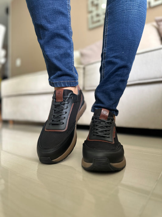 TENIS PARA HOMBRE EN CUERO NEGRO | REF BOSTON
