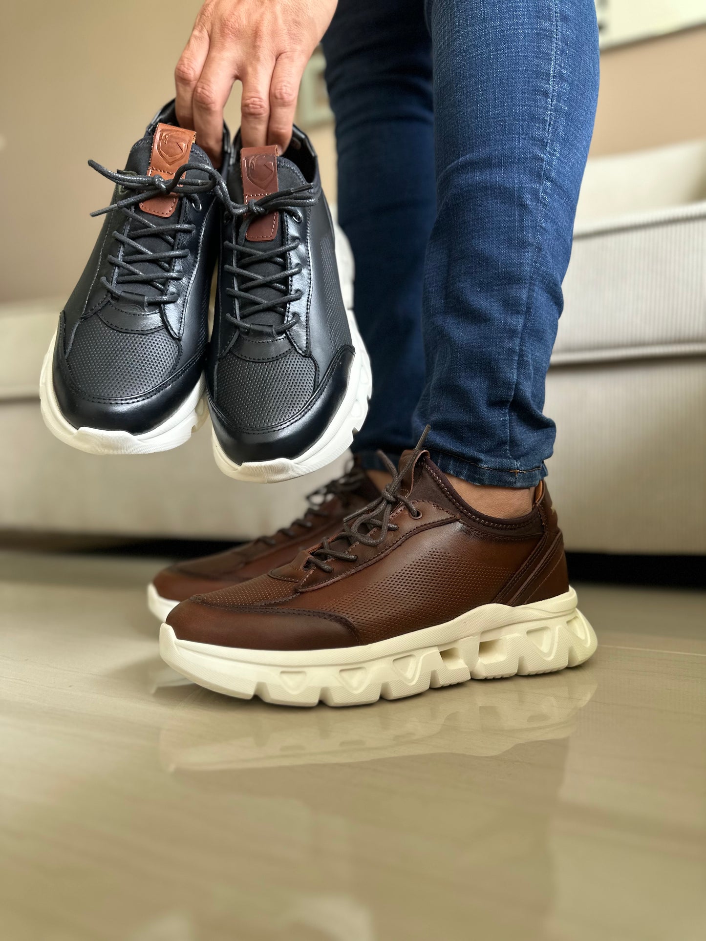 TENIS PARA HOMBRE EN CUERO COÑAC | REF OREGÓN 402