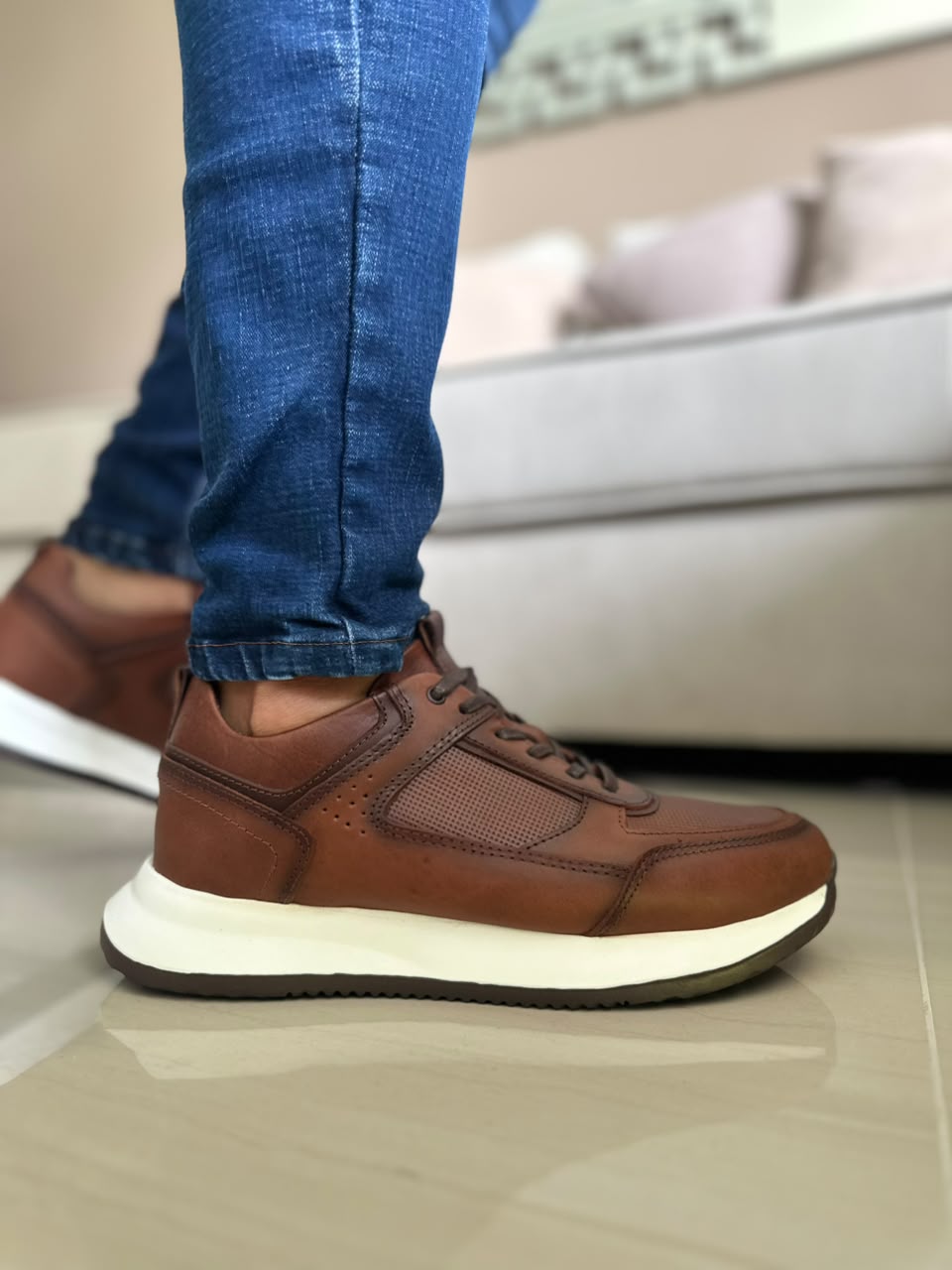 TENIS PARA HOMBRE EN CUERO MIEL | REF MADEIRA