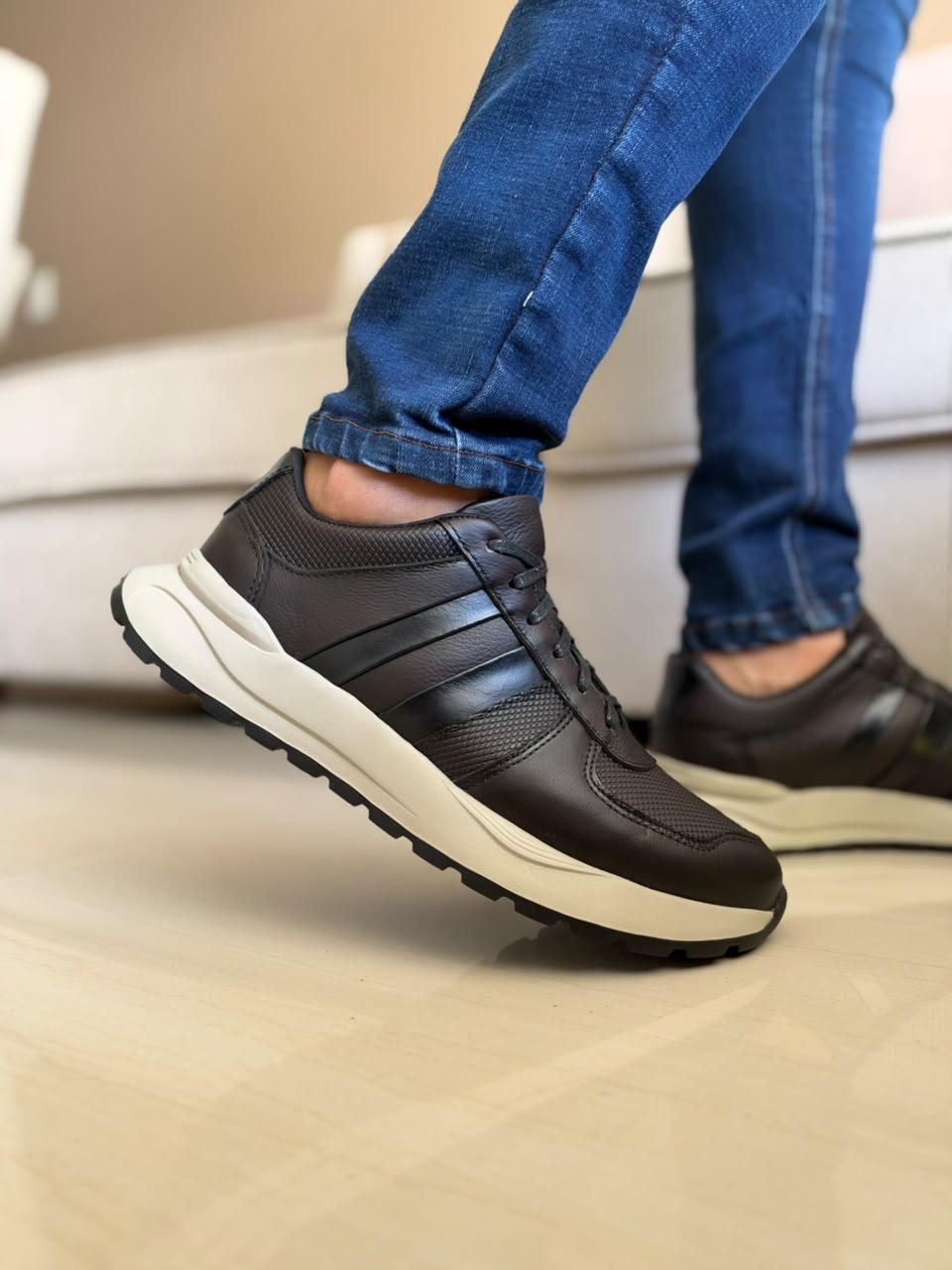 TENIS PARA HOMBRE EN CUERO CAFE | REF MARTE