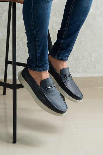 MOCASIN PARA HOMBRE EN CUERO AZUL | REF KRABI