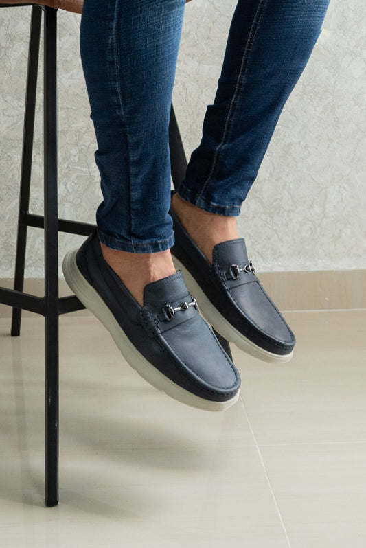 MOCASIN PARA HOMBRE EN CUERO AZUL | REF KRABI