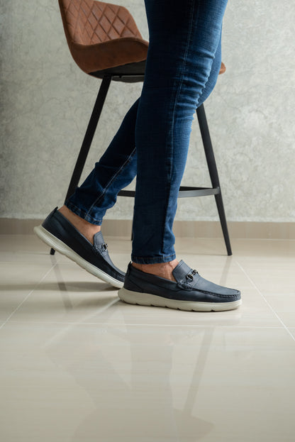 MOCASIN PARA HOMBRE EN CUERO AZUL | REF KRABI