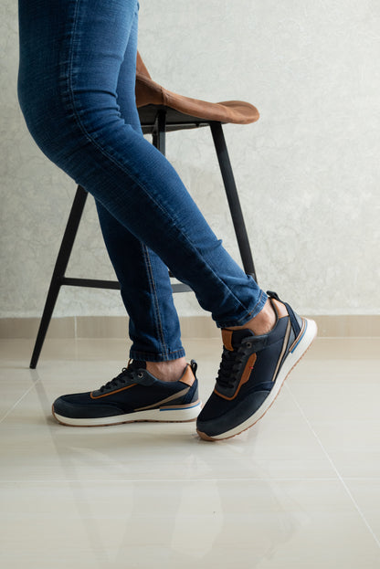 TENIS PARA HOMBRE EN CUERO AZUL | REF BOSTON