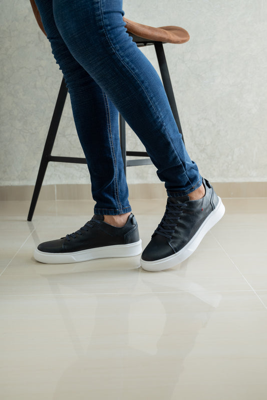TENIS PARA HOMBRE EN CUERO AZUL | REF NEBRASKA