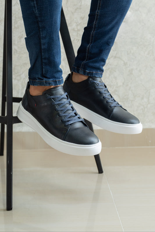 TENIS PARA HOMBRE EN CUERO AZUL | REF NEBRASKA