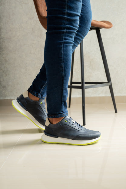 TENIS PARA HOMBRE EN CUERO AZUL X VERDE | REF PARIS