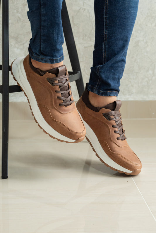 TENIS PARA HOMBRE EN CUERO CREMA | REF VALMONTI