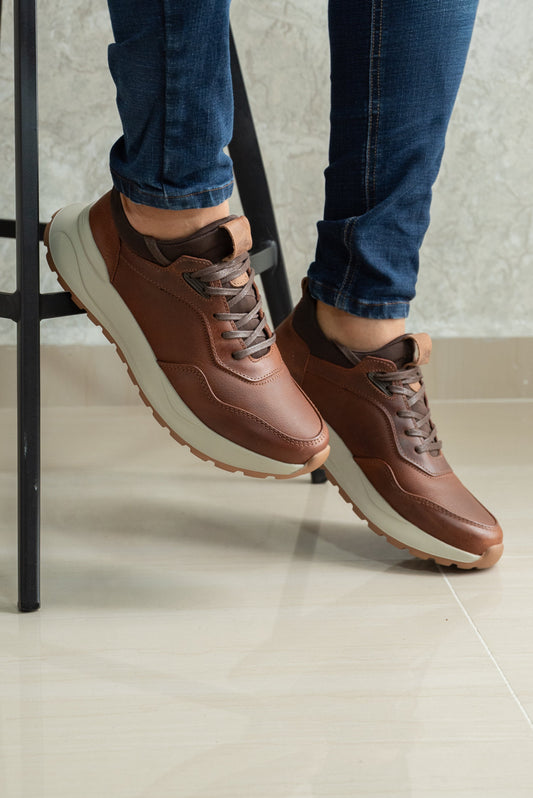 TENIS PARA HOMBRE EN CUERO CREMA | REF VALMONTI