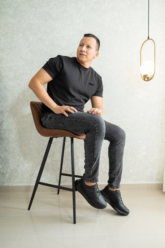 TENIS PARA HOMBRE EN CUERO NEGRO | REF ONTARIO