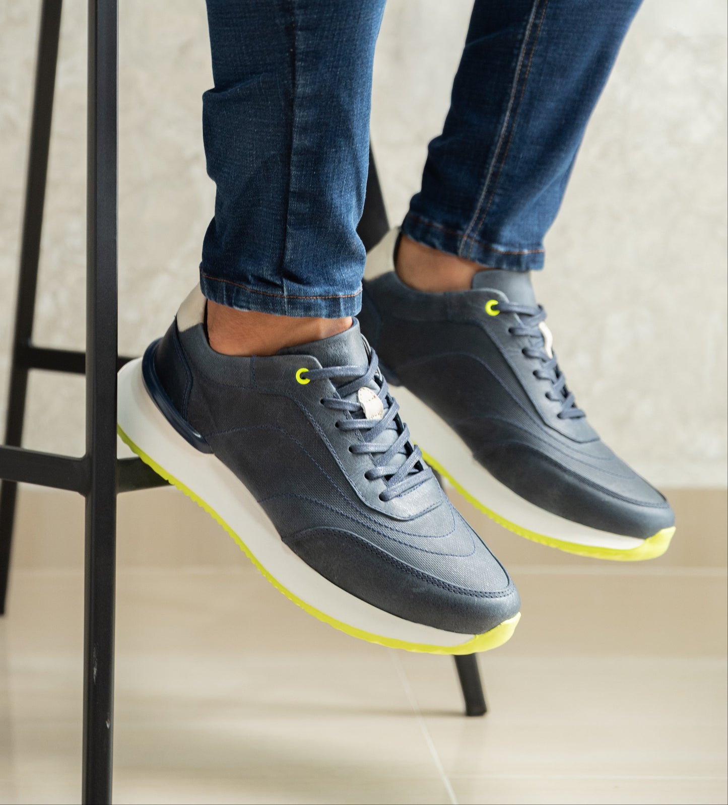 TENIS PARA HOMBRE EN CUERO AZUL X VERDE | REF PARIS