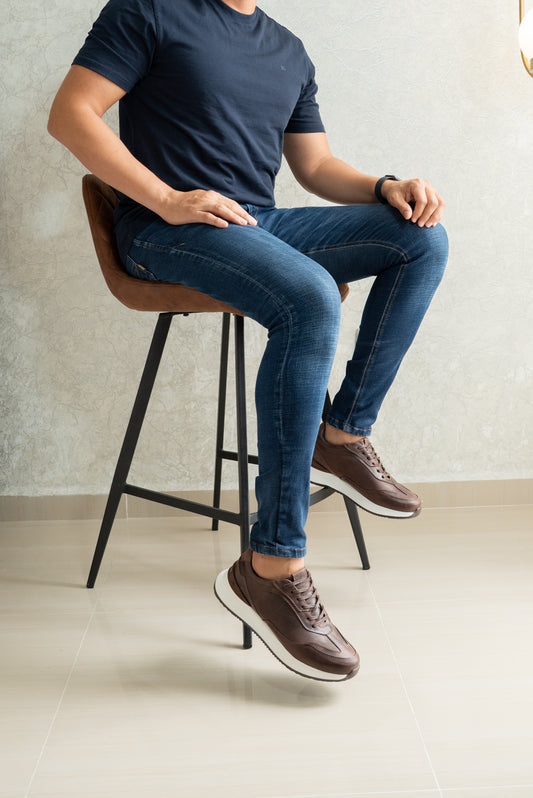 SNEAKER CUERO CAFE PARA HOMBRE | REF  KARNAK