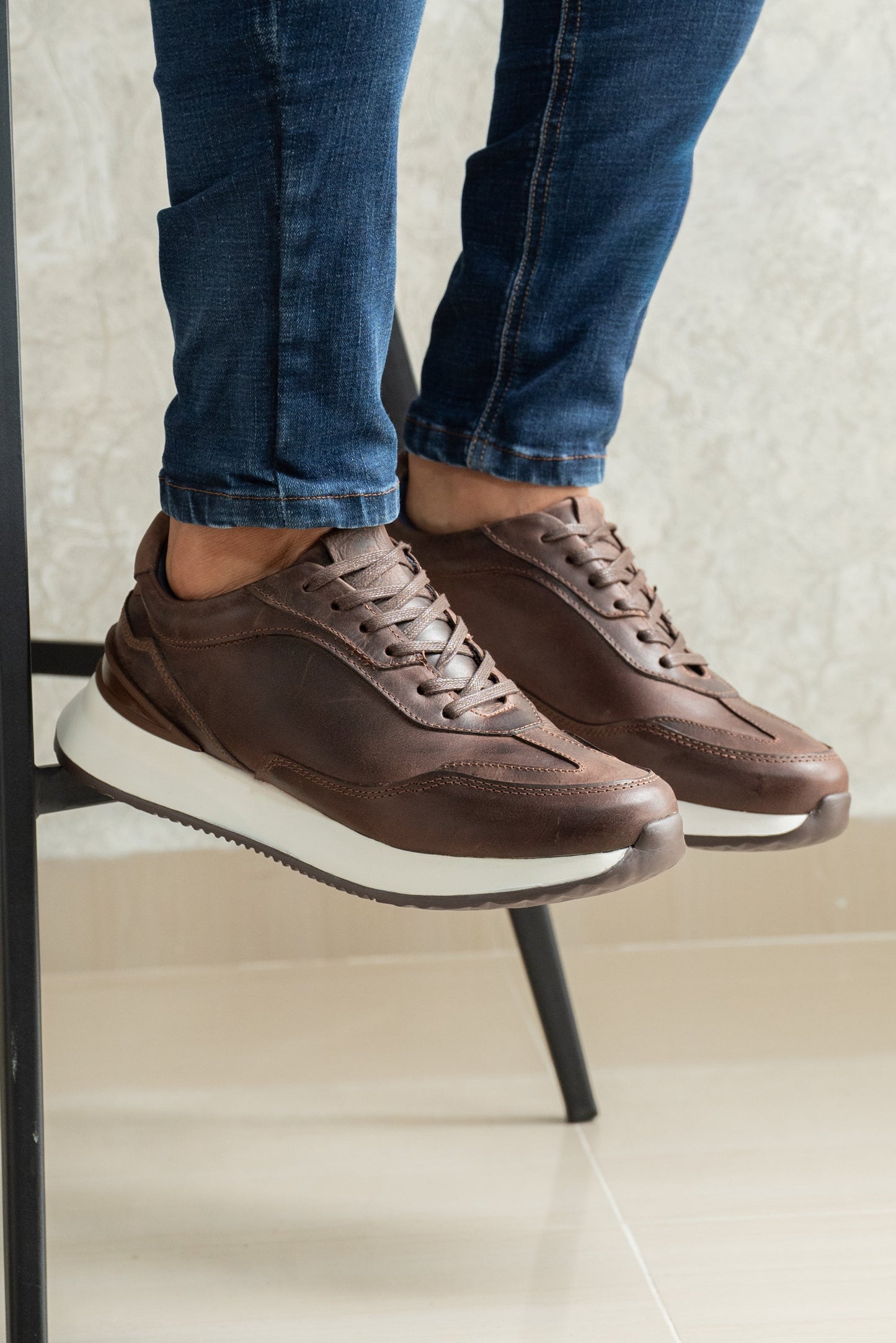 SNEAKER CUERO CAFE PARA HOMBRE | REF  KARNAK