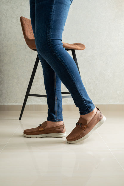MOCASIN PARA HOMBRE EN CUERO MIEL | REF KRABI