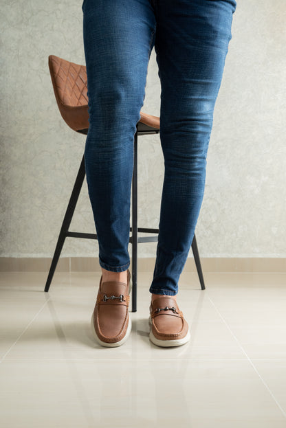 MOCASIN PARA HOMBRE EN CUERO MIEL | REF KRABI