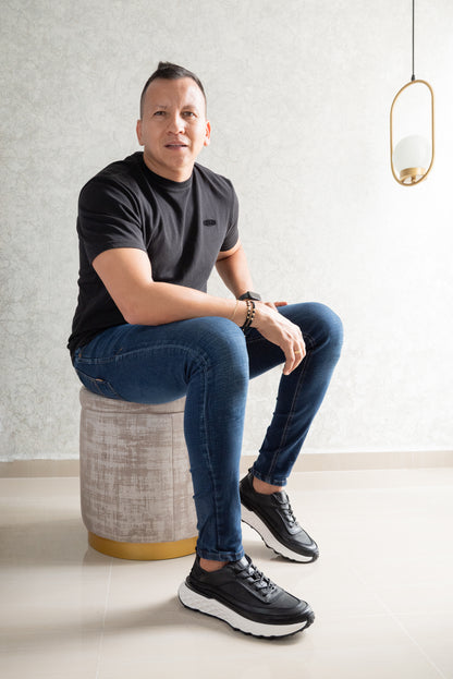 TENIS PARA HOMBRE EN CUERO NEGRO | REF KATMANDU 3309