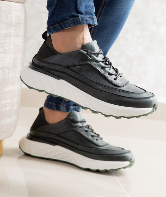TENIS PARA HOMBRE EN CUERO VERDE | REF KATMANDU 3309