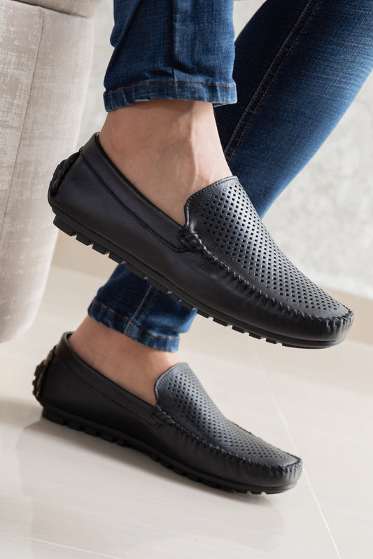 MOCASINES EN CUERO NEGRO PARA HOMBRE | REF AUSTIN
