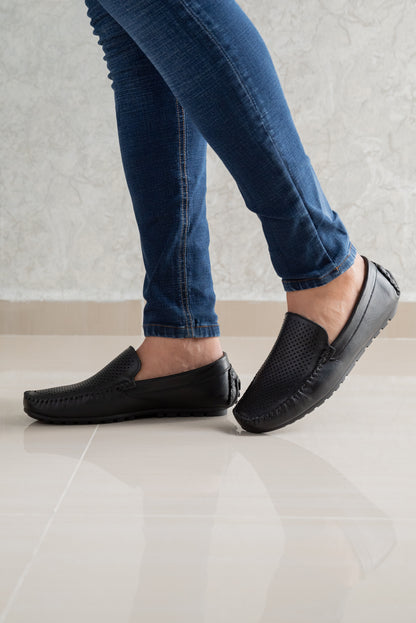 MOCASINES EN CUERO NEGRO PARA HOMBRE | REF AUSTIN
