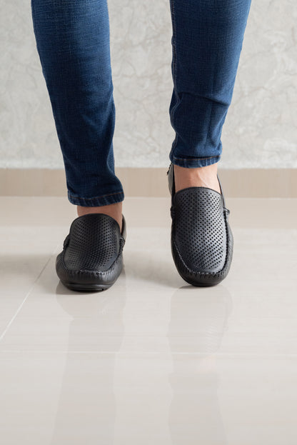 MOCASINES EN CUERO NEGRO PARA HOMBRE | REF AUSTIN