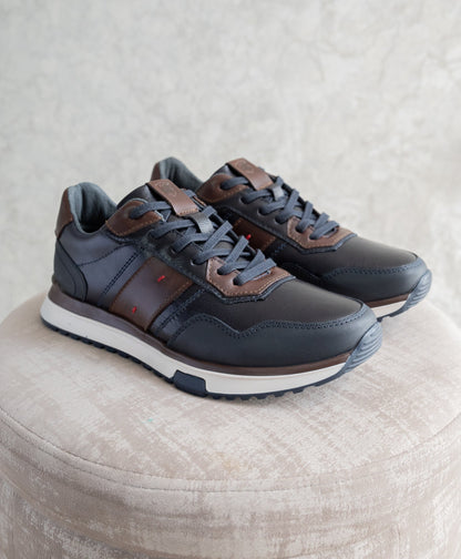 TENIS EN CUERO AZUL PARA HOMBRE | REF ROTERDAM