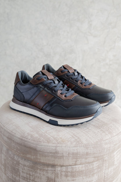 TENIS EN CUERO AZUL PARA HOMBRE | REF ROTERDAM
