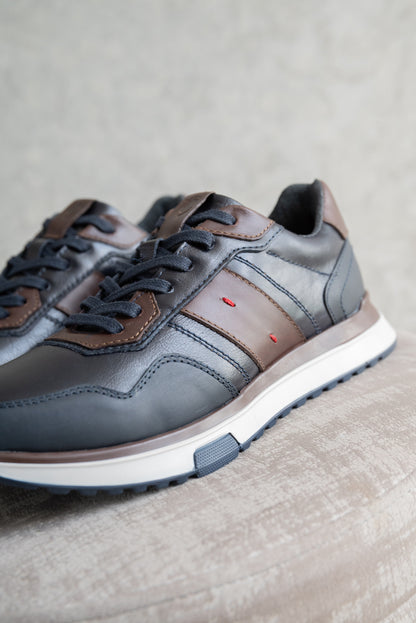 TENIS EN CUERO AZUL PARA HOMBRE | REF ROTERDAM