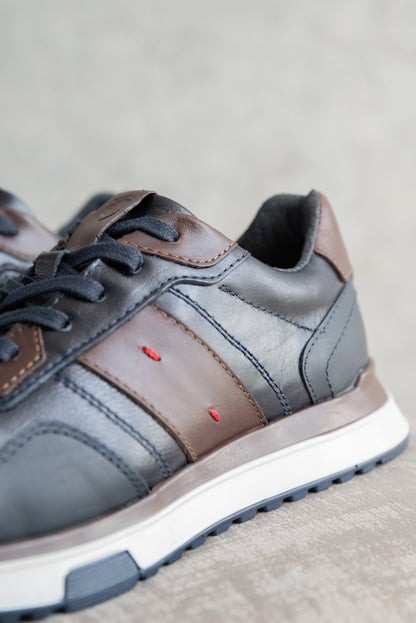 TENIS EN CUERO AZUL PARA HOMBRE | REF ROTERDAM