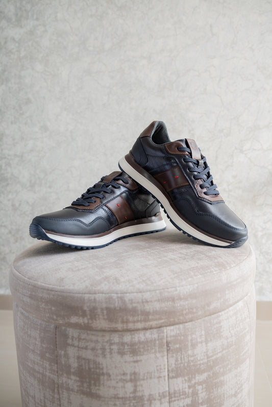 TENIS EN CUERO AZUL PARA HOMBRE | REF ROTERDAM