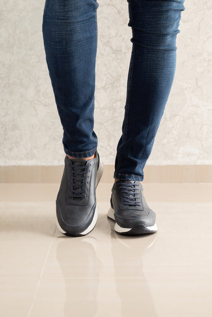 TENIS PARA HOMBRE EN CUERO AZUL X COÑAC | REF BELMORE