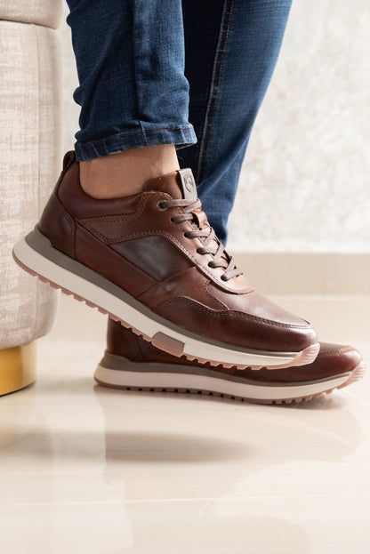 TENIS EN CUERO MIEL PARA HOMBRE | REF  OPORTO