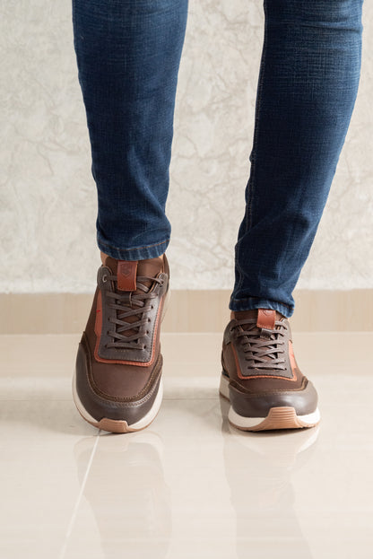 TENIS PARA HOMBRE EN CUERO CAFE | REF BOSTON