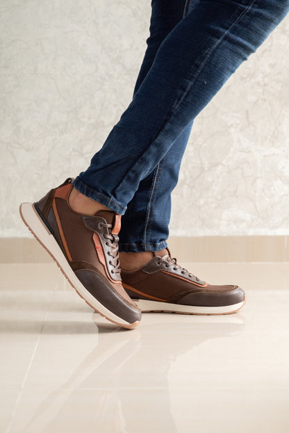 TENIS PARA HOMBRE EN CUERO CAFE | REF BOSTON