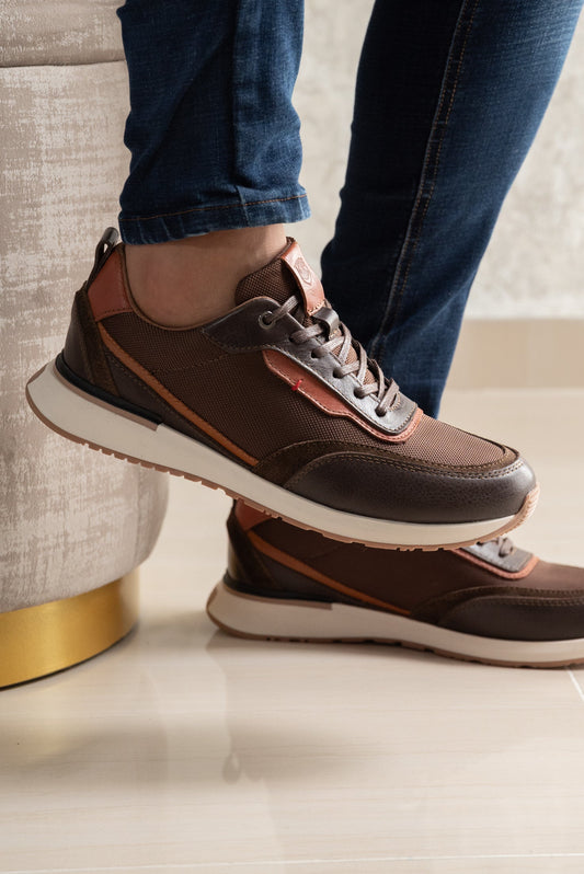 TENIS PARA HOMBRE EN CUERO CAFE | REF BOSTON