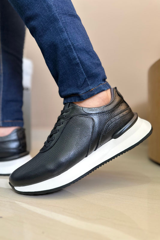 TENIS EN CUERO PARA HOMBRE COLOR NEGRO | REF: BRESCIA