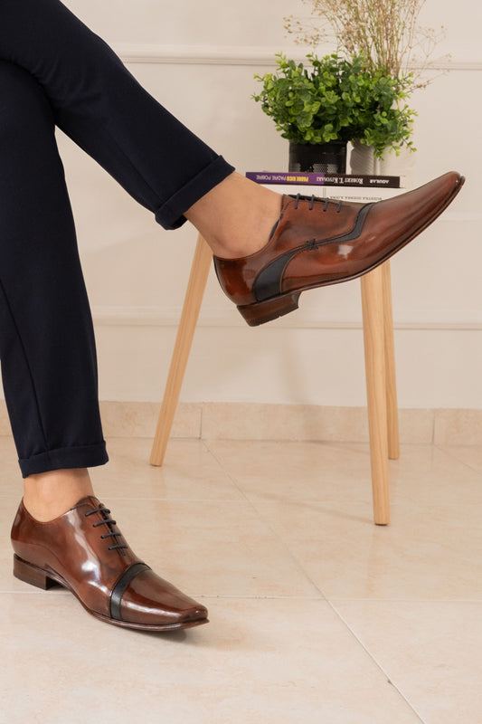 ZAPATO ELEGANTE PRIME EN CUERO CAFE PARA HOMBRE