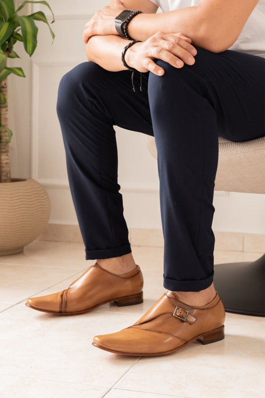 ZAPATO ELEGANTE EN CUERO MIEL PARA HOMBRE REF: EMPOLEON 6070