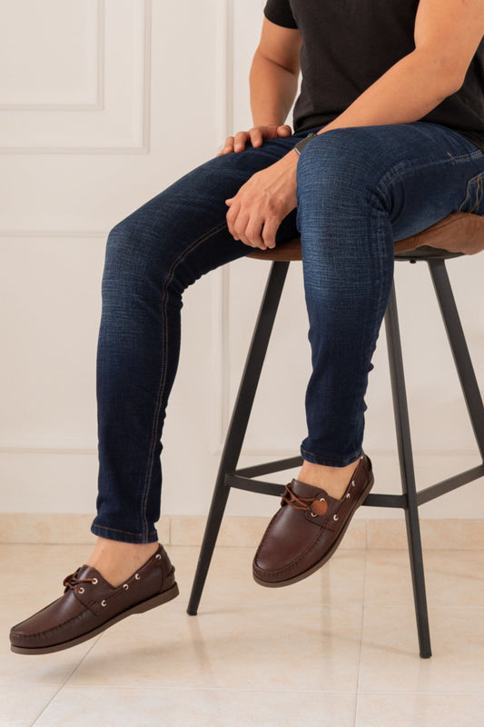 ZAPATO APACHES ENES EN CUERO CAFÉ PARA HOMBRE / REF: 731