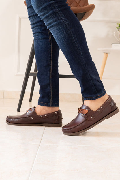 ZAPATO APACHES ENES EN CUERO CAFÉ PARA HOMBRE / REF: 731