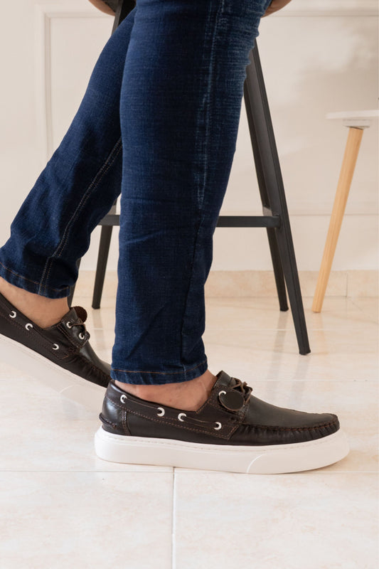 ZAPATO APACHES PLANE EN CUERO CAFÉ PARA HOMBRE / REF: 531