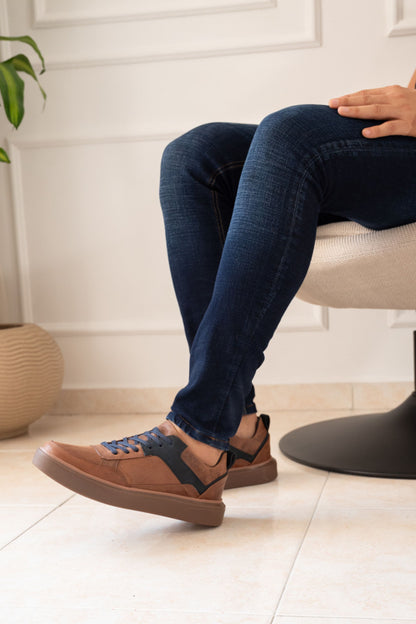 TENIS GEMS EN CUERO CAFE PARA HOMBRE