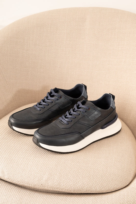 TENIS MODERN EN CUERO AZUL PARA HOMBRE