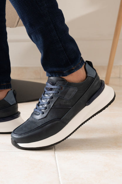 TENIS MODERN EN CUERO AZUL PARA HOMBRE