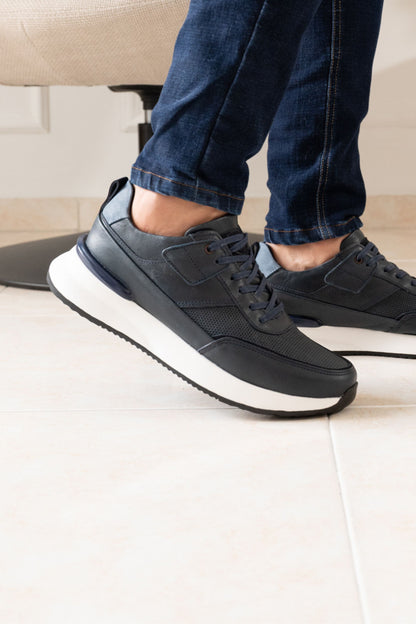 TENIS MODERN EN CUERO AZUL PARA HOMBRE