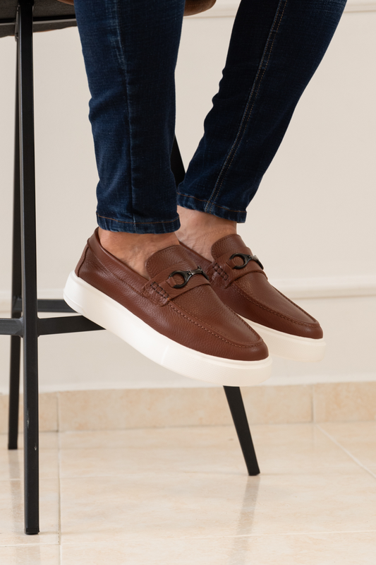 MOCASINES PARA HOMBRE EN CUERO COLOR MIEL / REF: FLOTER BENEVENTO