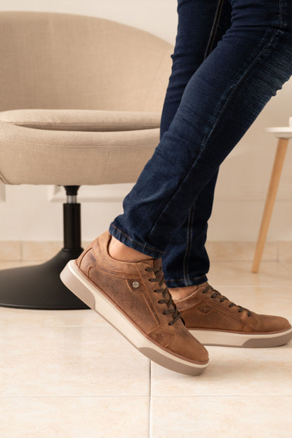 TENIS PARZIVAL EN CUERO MIEL PARA HOMBRE