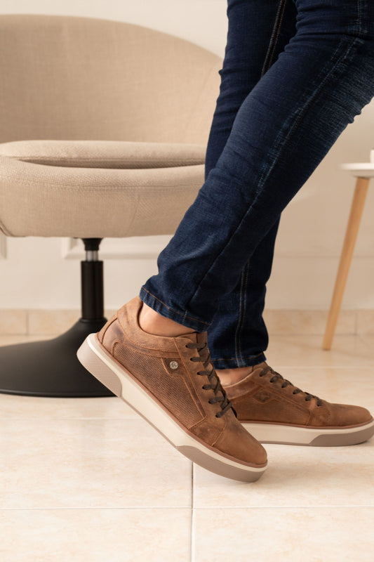 TENIS PARZIVAL EN CUERO MIEL PARA HOMBRE