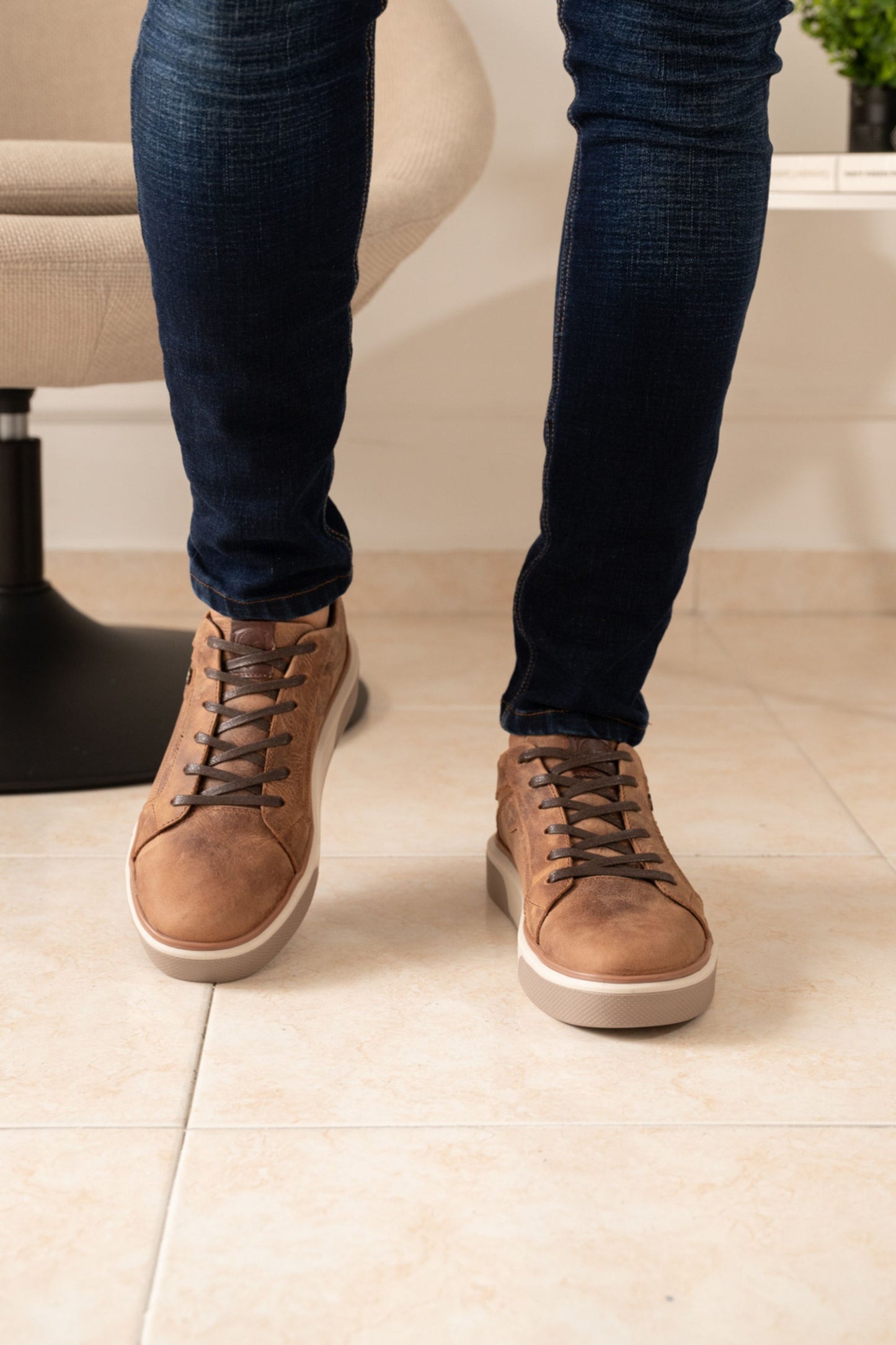 TENIS PARZIVAL EN CUERO MIEL PARA HOMBRE