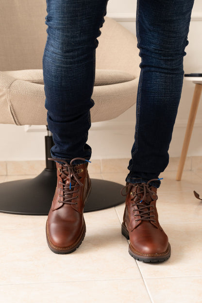 BOTAS LION EN CUERO CAFE PARA HOMBRE
