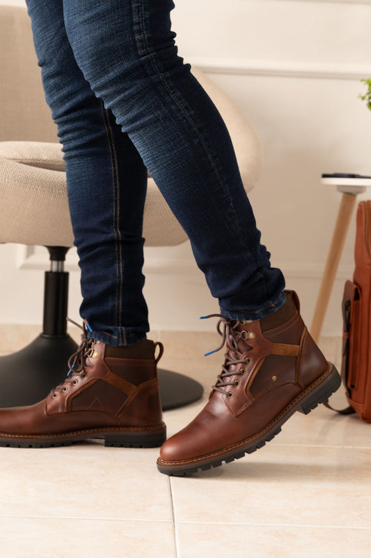 BOTAS LION EN CUERO CAFE PARA HOMBRE